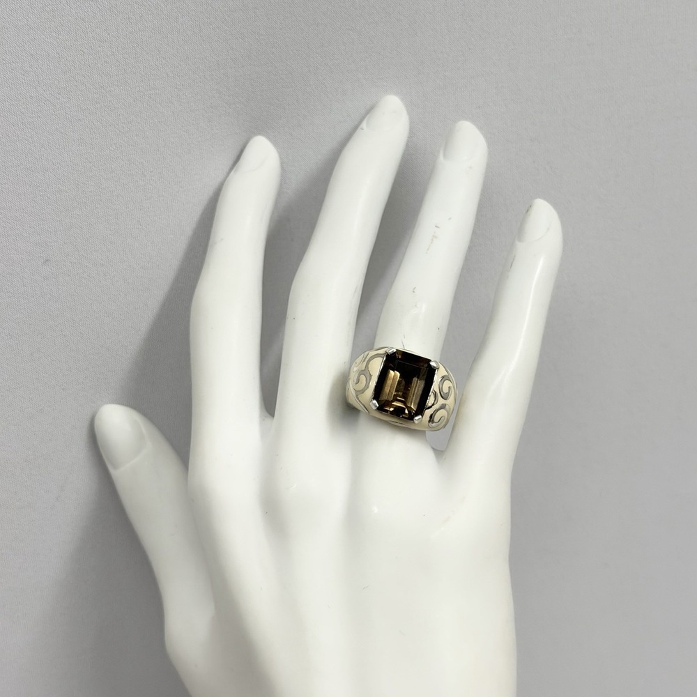 Michelle Albala Sterling Enamel & Smoky Topaz Ring Weighs 11 Grams Size 6 - Picture 5 of 14